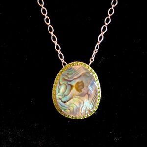Gemstone Abalone Doublet Pavé Halo Pendant